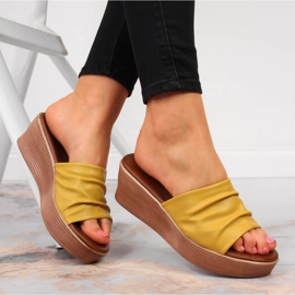 Yellow women's Filippo wedge slippers 1