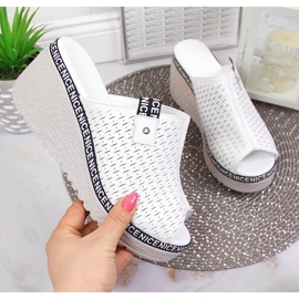 Women's leather slippers on a wedge white Artiker 2