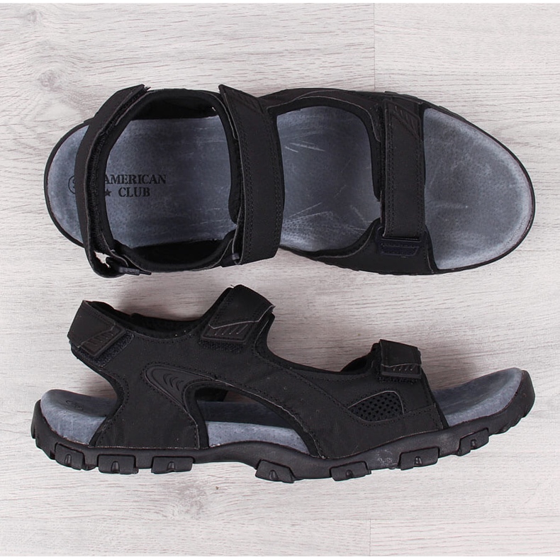 Black American Club men's sandals with Velcro 1 Black American Club men's sandals with Velcro 1