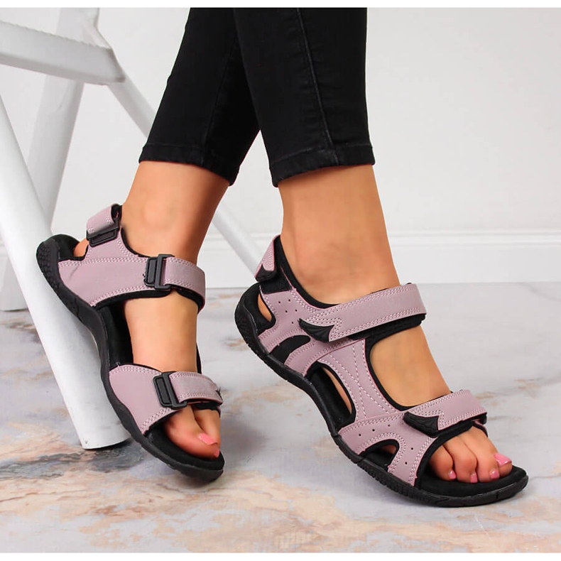 Women's sports sandals with Velcro purple American Club 2