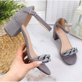 Gray Filippo women's sandals on a post with a chain grey 1