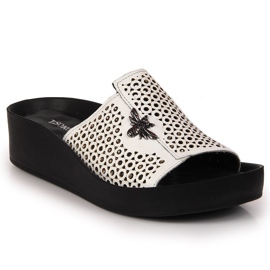 Women's white openwork leather slippers T.Sokolski 2