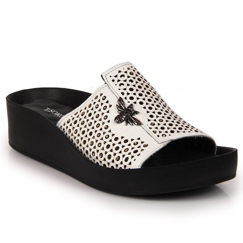 Women's white openwork leather slippers T.Sokolski 2