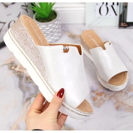 Silver women's slippers on a wedge T.Sokolski 2