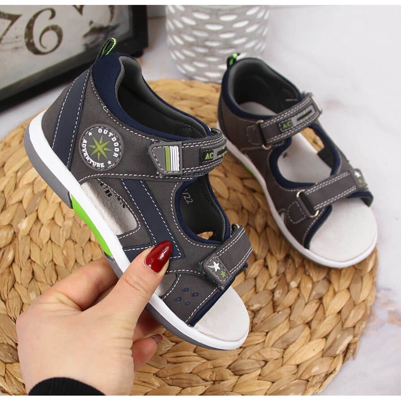 American Club gray velcro sandals for boys grey 1 American Club gray velcro sandals for boys grey 1