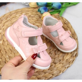 American Club girls' full pink sandals 1