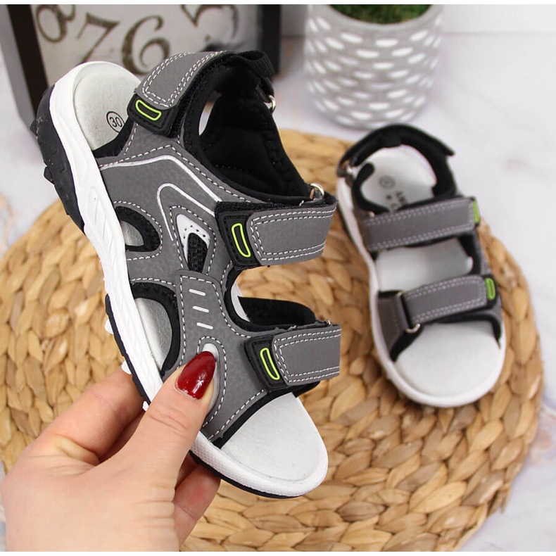 American Club Gray Amyerican Club boys' sandals with velcro grey 1