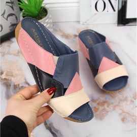 Comfortable colored Artiker leather women's slippers multicolored 1