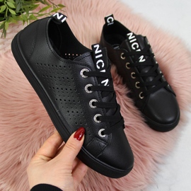 Women's sneakers with eco leather black Filippo 1