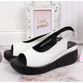 Women's leather sandals on a wedge white Filippo 2