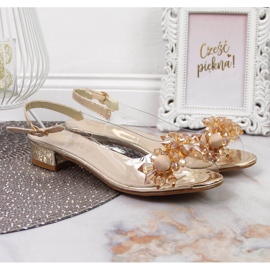 Transparent women's sandals with golden Sabatina stones 2