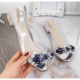 Women's transparent sandals with silver Sabatina stones 1