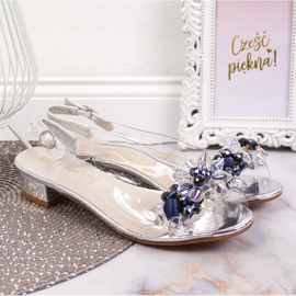 Women's transparent sandals with silver Sabatina stones 2