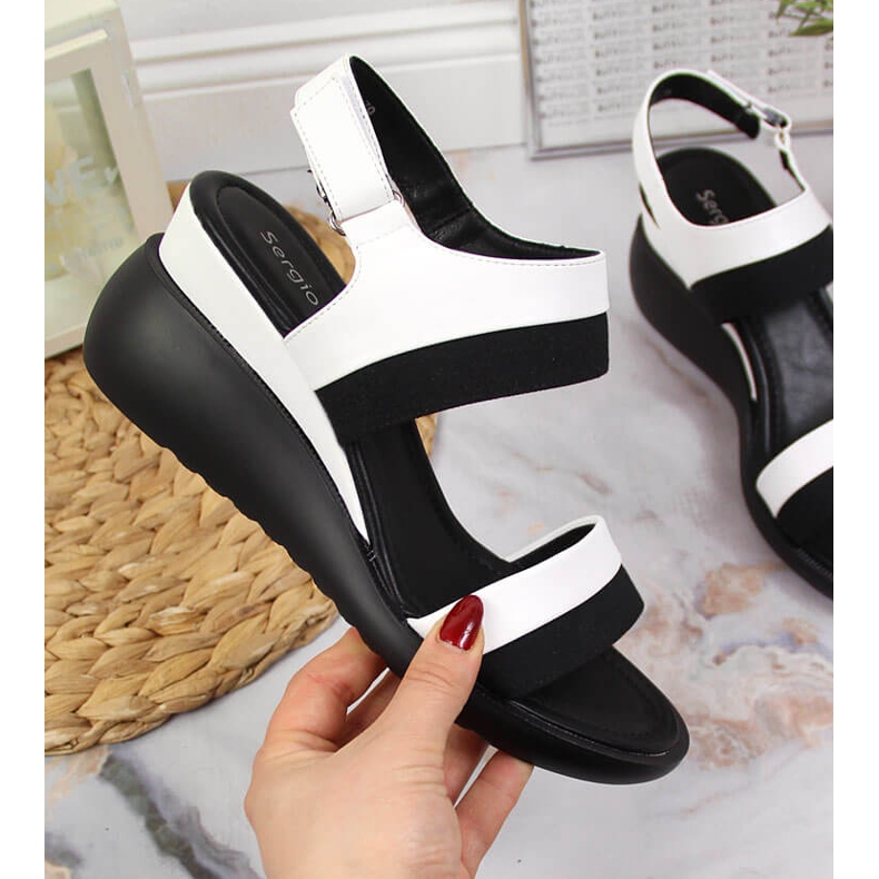 Women's sandals on a wedge white Sergio Leone 1