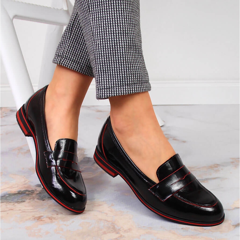 Leather women's shoes lordsy lacquered black Juma 2