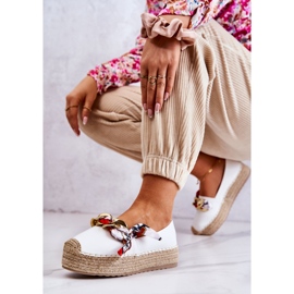 PS1 Women's Leather Espadrilles With A Chain White Fancy 2