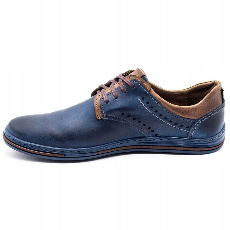 Polbut Casual 402 men's shoes, navy blue and brown 1