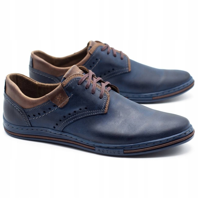 Polbut Casual 402 men's shoes, navy blue and brown 2