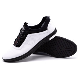 Polbut Men's casual leather shoes K24, white with black sole 2