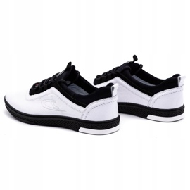 Polbut Men's casual leather shoes K24, white with black sole 4