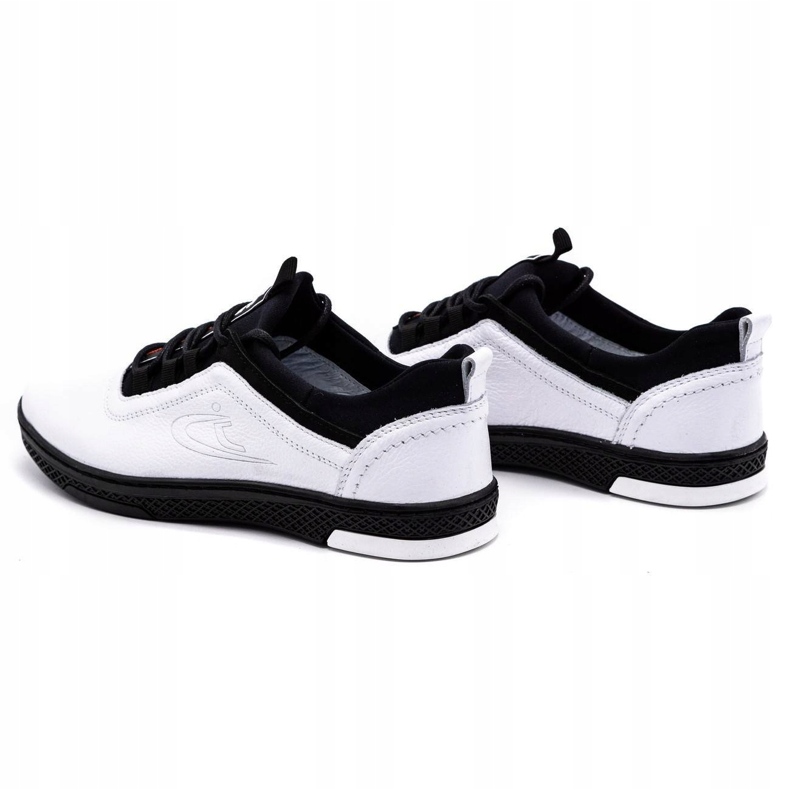 Polbut Men's casual leather shoes K24, white with black sole 4