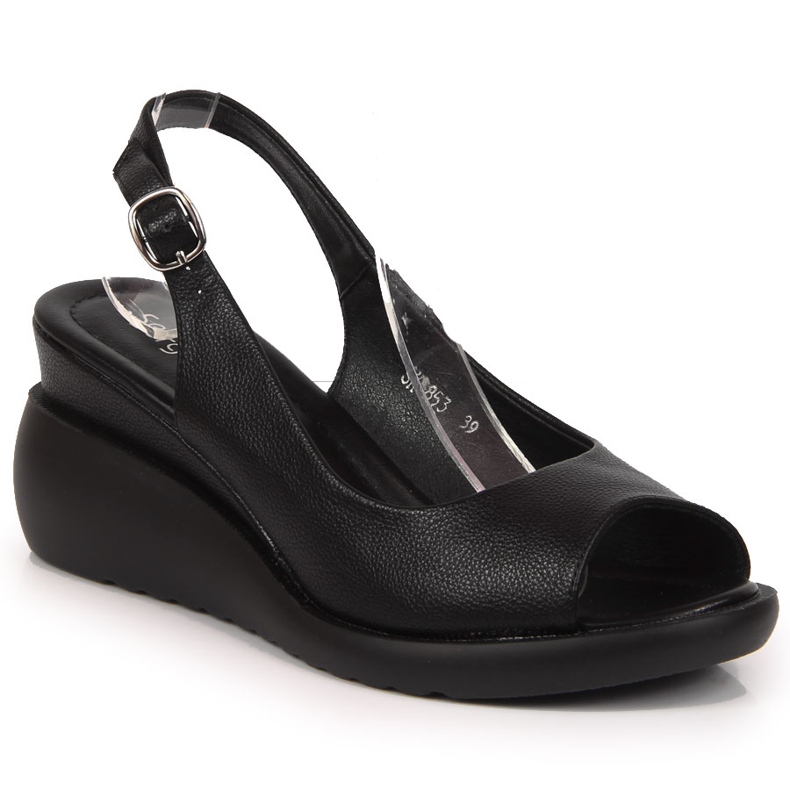 Women's black sandals on a wedge Sergio Leone 1
