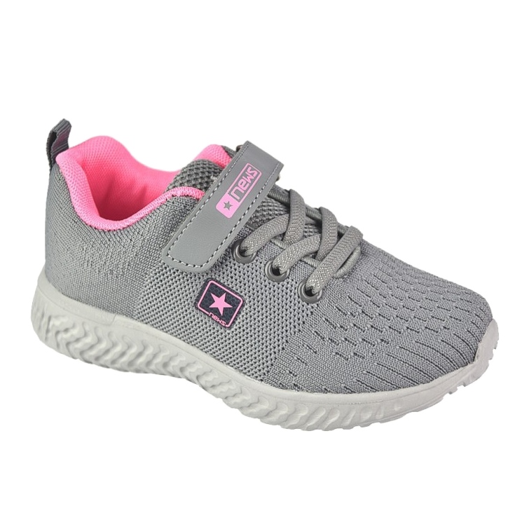 NEWS Children's sports shoes for Velcro 22z23-4843-M gray-pink 1