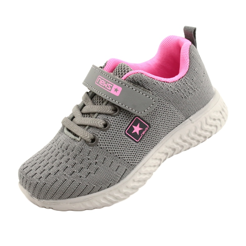 NEWS Children's sports shoes for Velcro 22z23-4843-M gray-pink 6