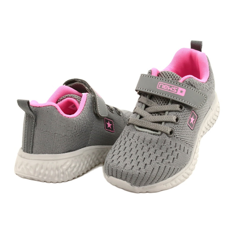 NEWS Children's sports shoes for Velcro 22z23-4843-M gray-pink 5