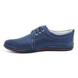Polbut Men's leather shoes 343 navy blue 1