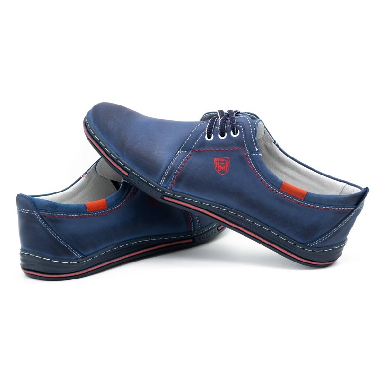 Polbut Men's leather shoes 343 navy blue 5