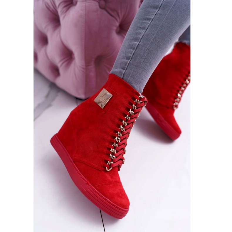 Women's Sneakers Lu Boo With Chains Suede Red Monica 2