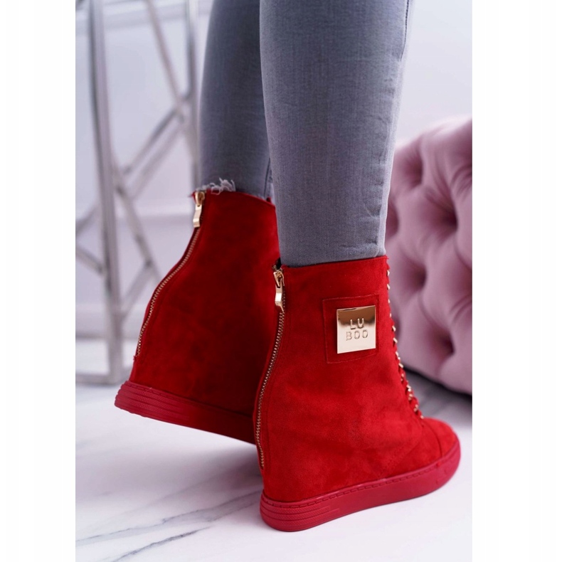 Women's Sneakers Lu Boo With Chains Suede Red Monica 4