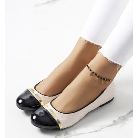 Beige women's ballerinas Petra black 1