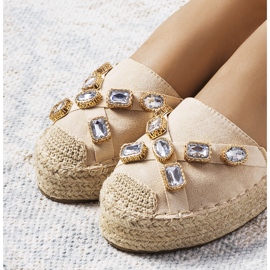 Beige espadrilles with Taimi cubic zirconia 2