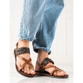 W. Potocki Stylish leather sandals Potocki brown 2