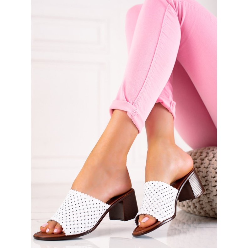 W. Potocki Leather Slippers On Heel Potocki white 1