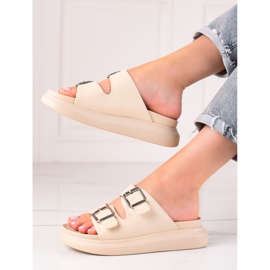 LA.FI Slippers With Buckles beige 1