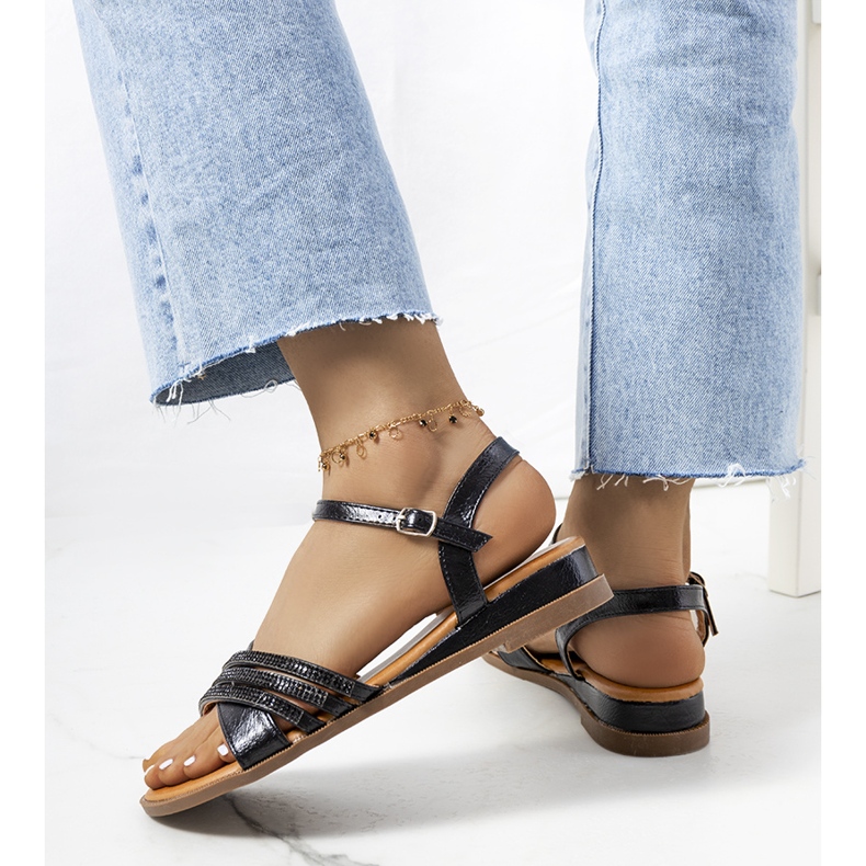 Black sandals with Parade cubic zirconia 1