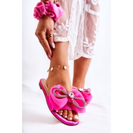 PS1 Women's Slippers With A Decorative Bow Fuchsia Calerine pink 1