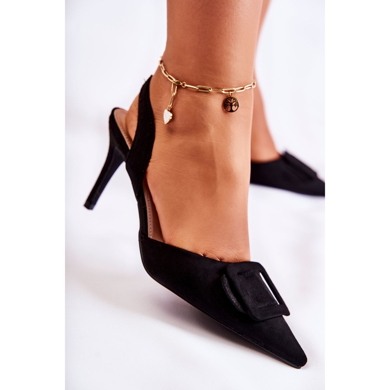 PS1 Suede High Heels With Toe In Black Emberly Spitz 2