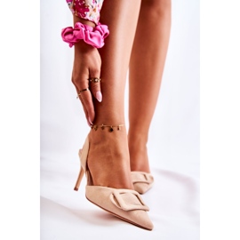 PS1 Suede High Heels With Toe Spitz Beige Emberly 1