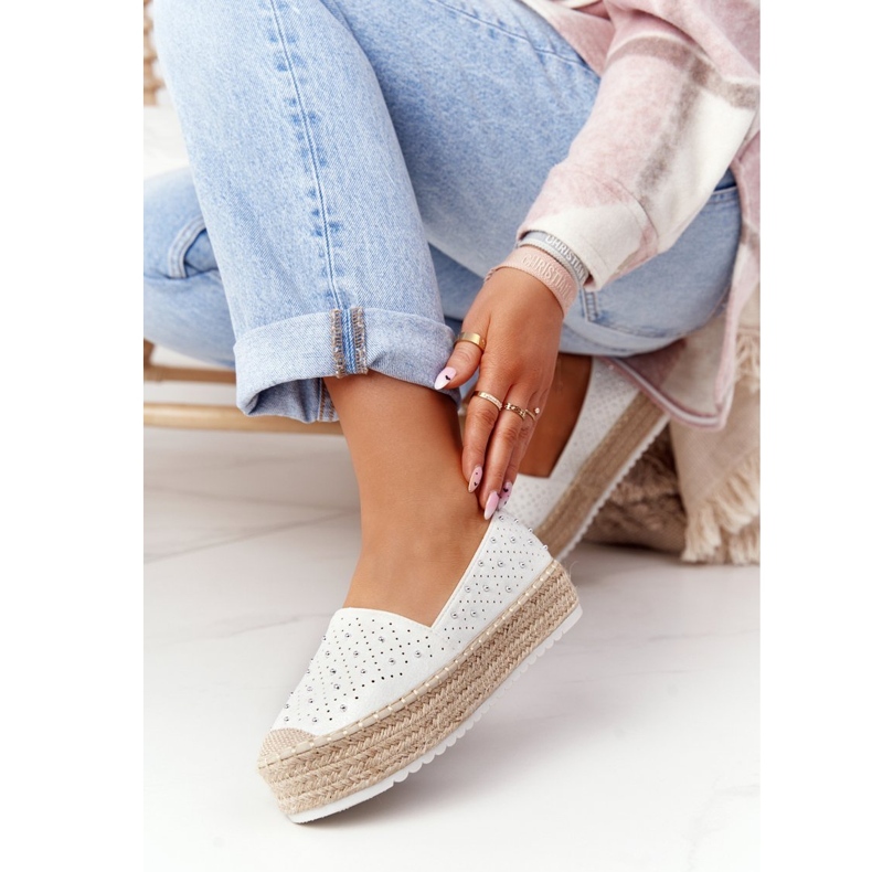 S.Barski Espadrilles On The Straw Platform S. Bararski White silver 1