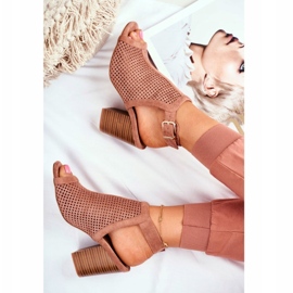 FB1 Women's Openwork Boots Peep Toe Pink Paradise brown 4