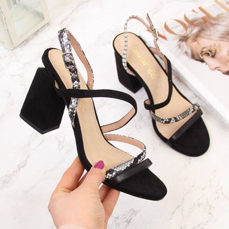 Black snakeskin sandals in S.Barski 1