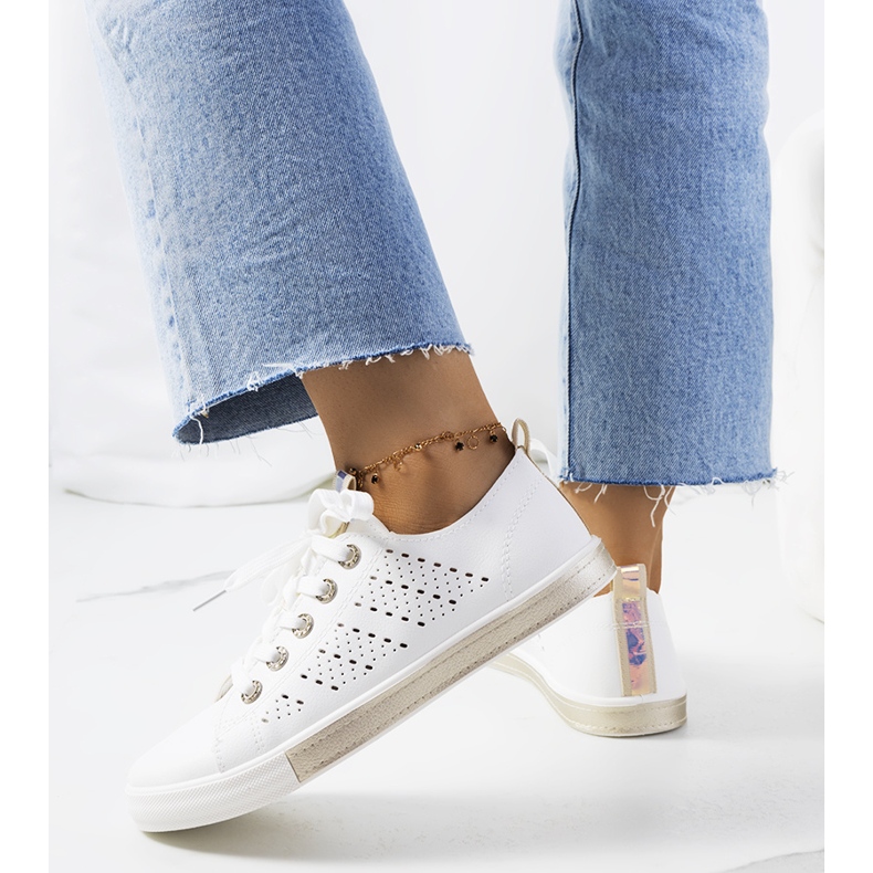 Tuuri women's white and gold sneakers 1