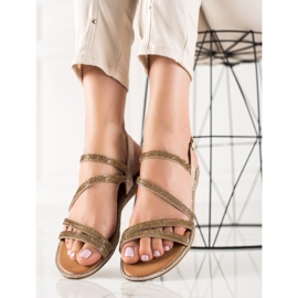 Primavera Golden Sandals With Cubic Zirconia 1