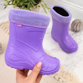 Jr. Befado purple galoshes with a sock 1
