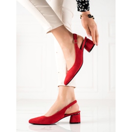 Goodin Suede pumps with an open heel red 1
