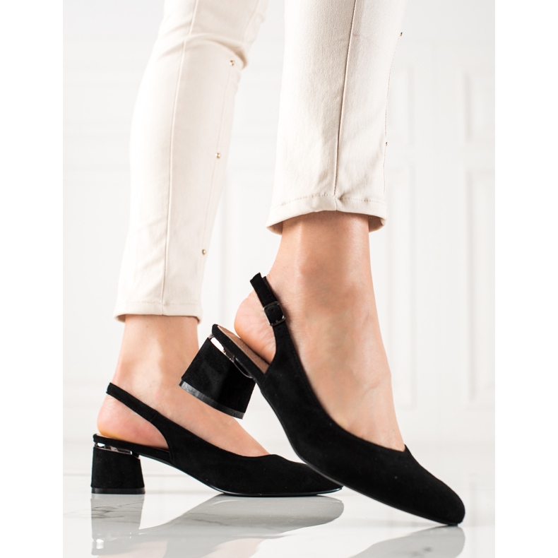 Goodin Suede Pumps With An Open Heel black 1